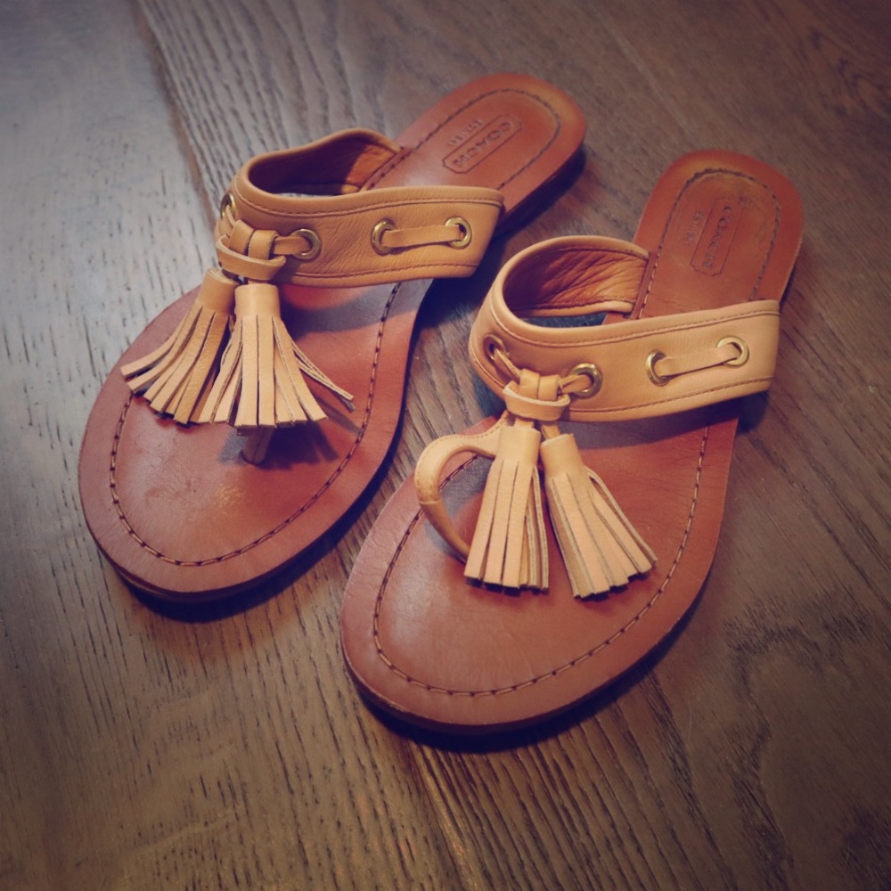 Coach Leather Tassel Sandals - Size 7